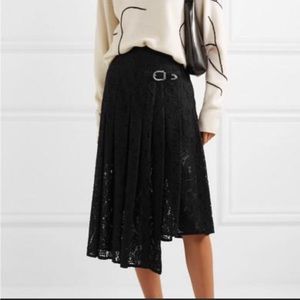 Maje Women's Black Jalilo Buckled Asymmetric Pleated Guipure Lace Midi Skirt